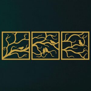 Tree art Wall Art, Gold Birds on Branch Wall Decor, Interior and Outdoor Decoration,