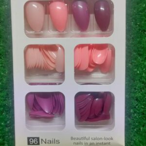96 Pcs Fake Nails Without Glue Or Sticker Multicolor