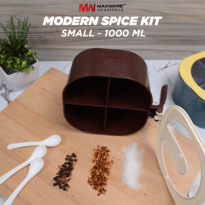 Maxware Household - Modern Spice Kit Small - 1000 ml - 4 Grid Spice Jar With Free Spoons (Random Color)
