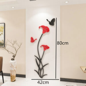 Wooden 3D Butterfly Flower Wall Stickers