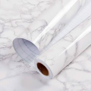 Self Adhesive Wallpaper Marble Stickers Waterproof Heat Resistant Kitchen Countertops Furniture Table Cupboard Wall Paper Black & White Marble Sheet (60*200cm)