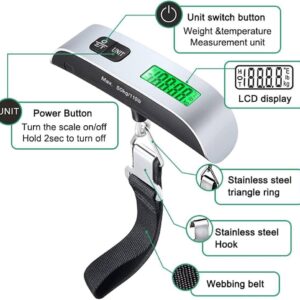 Portable Digital Luggage Scale – LCD Display & Unit Conversion for Travel