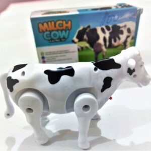 Funny Walking Musical Milch Cow Toy for Kids – Black & White Electric Animal with Lights, Sound & Moving Tail
