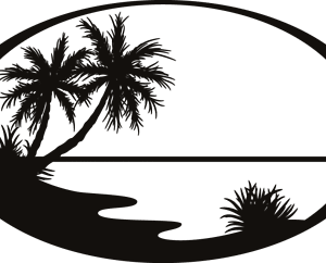 Wooden Oracal Vinyl Decal Ocean Beach Island Palm Tree Nature Wall Sticker