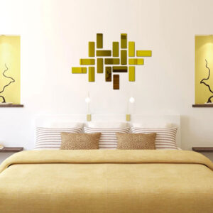 18pcs/set Fashion Mirror Brick Wall Sticker (Golden)