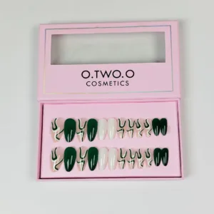 24Pcs O.TWO.O green Matte Nails with accessories