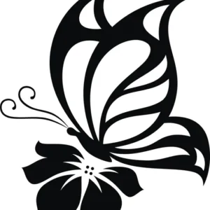 Butterfly With Flower designed Wall Sticker
