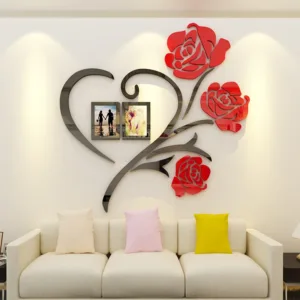 Multi-Pieces Rose Flower Pattern  wall sticker acrylic+ MDF Wood
