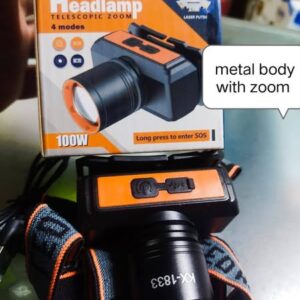 Powerful 100W KX-1833 Headlamp – 4 Modes with Telescope Zoom for Ultimate Outdoor Performance