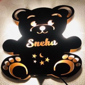 Customize Name Wooden LED Teddy Bear Lamp