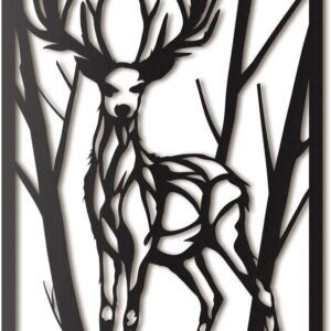 Deer art Wall hanging decorations  MDF wood material  Black color