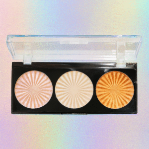 Miss Rose 3-Color Highlighter Palette – Peach, Light Golden & Silver Shades