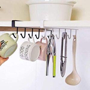 Glodenbridge Hooks Rack, Multi-Function 6 Hook Under Shelf Mugs Cups Wine Glasses Storage Drying Holder Rack, Cabinet Hanging Organizer Rack for Ties And Belts (Random Color)
