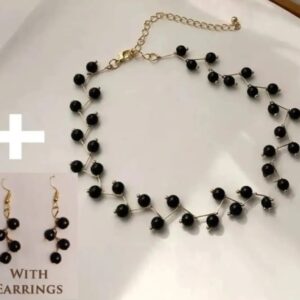 Zig Zag Black Choker With Earrings