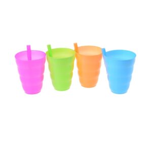 2 x Children Sip a Cup Tumblers with Built in Straw Plastic Sippy Cup(Random Colors)