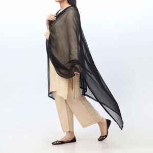 Plain Crinkle Chiffon Dupatta Black