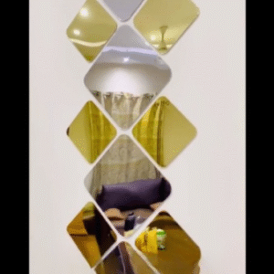 Acrylic Mirror Squares Design Wall Decoration Stickers - 12 pcs