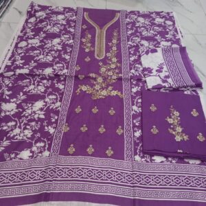 3 Pc Unstitched Lawn Suit (Replica)