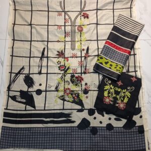 3 Pc Unstitched Lawn Suit (Replica)