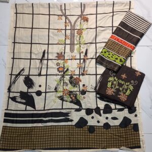 3 Pc Unstitched Lawn Suit (Replica)