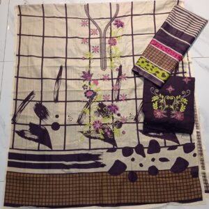 3 Pc Unstitched Lawn Suit (Replica)