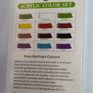 Acrylic Oil Glass Water Fabric Colour Paint Set - Pack Of 12 ( 12ml - 12 Tubes )