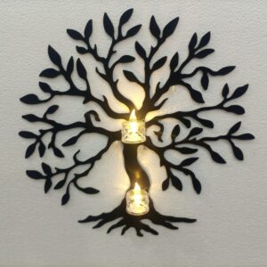 Tree Shaped Candle holder | Wooden Candle Light Holder | Wall Sticker, Wall Decoration