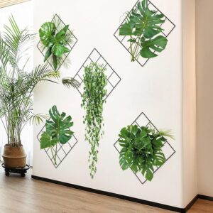 3D Green Plant Wall Sticker, 3D Effect Tropical Vivid Green Plants Wall Stickers for Living Room, Bedroom (Random Design)