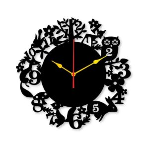 Jungle dial 12x12  Wall Clock I Wall clocks for bedroom I Quartz Watch DIY Design  black color