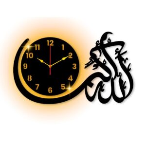 ( With light )  Allah hu Akbar Wall Clock I Wall clocks for bedroom I Quartz Watch DIY Design