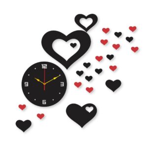 Red Heart clock  Wall Clock I Wall clocks for bedroom I Quartz Watch DIY Design