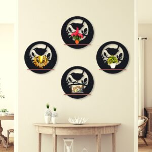 bird shelves Pack of Fourwall art Style Modern Design Decoration