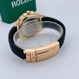 ( Golden ) Rolex Stylish Watch for Men Adjustable Rubber Strap | Heavy Master Lock | Steel Buzzle Working - Without Box