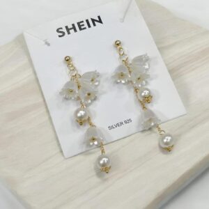 SHEIN elegant pearl and flower drop earrings for Women Girls