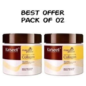 Pack Of 02 | Sealed Packed | Karseell Hair Mask Collagen Treatment Cream – Argan Oil & Maca Essence, 16.9 OZ 500ml