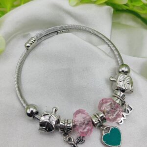 1 Piece Imported Elegant Pandora Bracelet with Heart & Love Charms 💖✨ | Best Quality Bracelet For Girls & Women | Girls & Women Jewellery