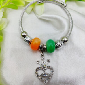 1 Piece Imported Exquisite Silver Pandora Bracelet with Heart Crown Charm and Beaded Details | Best Quality Bracelet For Girls & Women | Girls & Women Jewellery