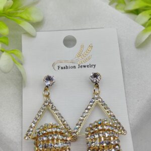 Imported Glamorous Triangle Drop Earrings with Rhinestone Accents | Girls Earrings | Women Earrings | Jewellery 