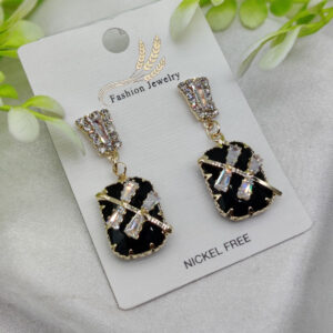 Imported Elegant Black Crystal Earrings with Sparkling Rhinestone Accents – Nickel-Free| Girls Earrings | Women Earrings | Jewellery