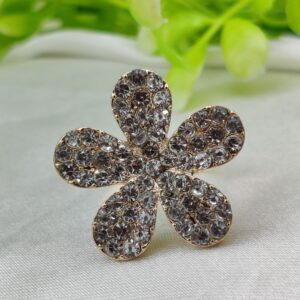 1 Piece Imported Sparkling Floral Crystal Ring – Radiant Elegance in Every Petal! | Luxurious Design Ring | Adjustable Ring | Ring For Girls & Women