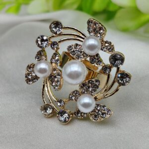 1 Piece Imported Exquisite Floral Pearl Ring – A Symphony of Elegance and Sparkle 🌟 | Luxurious Design Ring | Adjustable Ring | Ring For Girls & Women