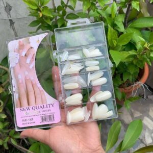 Nail Tips 100 Pcs / Transparent & Natural Color Artificial Nails | Premium Quality Long-Lasting DIY False Nails for Elegant