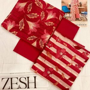 ✨ ZESH   ✨ 3 PieceUnstitched Suit ZESH SUMMAER LAWN COLLECTION 2025