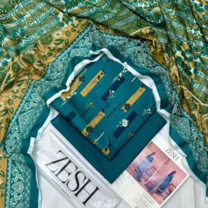 ✨ ZESH   ✨ 3 PieceUnstitched Suit ZESH SUMMAER LAWN COLLECTION 2025
