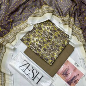 ✨ ZESH   ✨ 3 PieceUnstitched Suit ZESH SUMMAER LAWN COLLECTION 2025