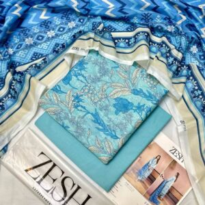 ✨ ZESH   ✨ 3 PieceUnstitched Suit ZESH SUMMAER LAWN COLLECTION 2025