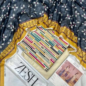 ✨ ZESH   ✨ 3 PieceUnstitched Suit ZESH SUMMAER LAWN COLLECTION 2025
