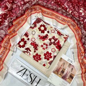 ✨ ZESH   ✨ 3 PieceUnstitched Suit ZESH SUMMAER LAWN COLLECTION 2025