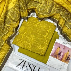 ✨ ZESH   ✨ 3 PieceUnstitched Suit ZESH SUMMAER LAWN COLLECTION 2025