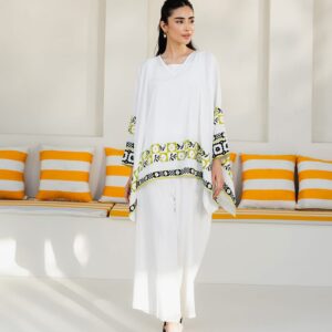 Women's 3-Piece Swiss Lawn Printed Suit – White, Medium Size, Shirt, Trouser & Inner Set, Elegant Summer Outfit - 14 August Special Edition